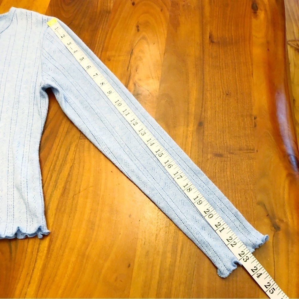 SUZY Pastel Blue Casual Relaxed Fit Button Down Long Sleeves Knits T Shirt Tee - Picture 12 of 15